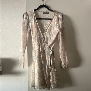 Abercrombie & Fitch Light Pink and Cream Floral Wrap Mini Dress